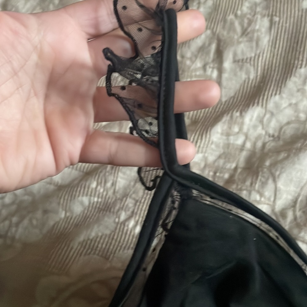 NWOT black bodysuit with ruffle straps - Picture 3 of 7
